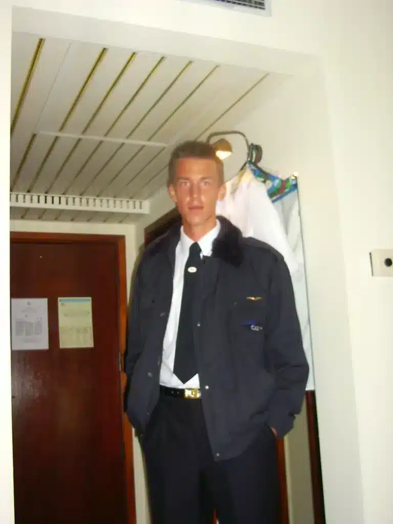 Julian van der Wouden in pilot uniform